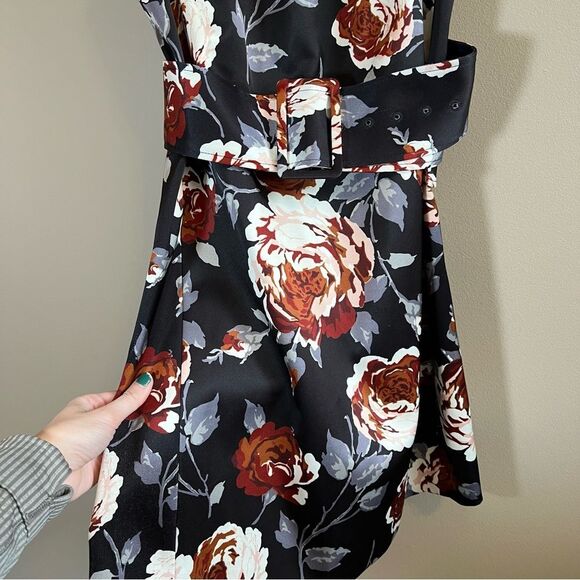 Theory Black Floral Mini Dress - Picture 5 of 12